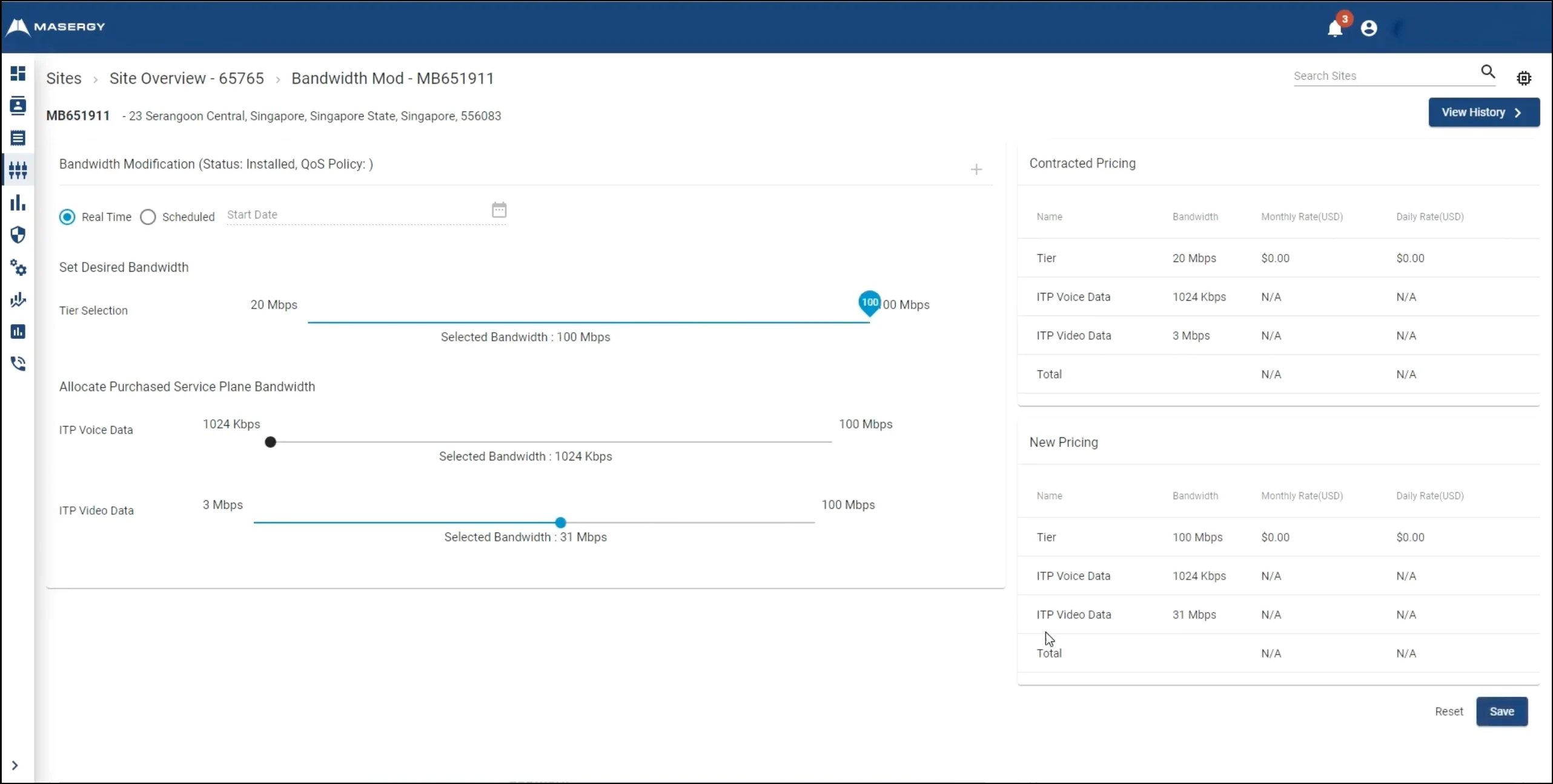 Masergy SD-WAN Changing Bandwidth Configurations