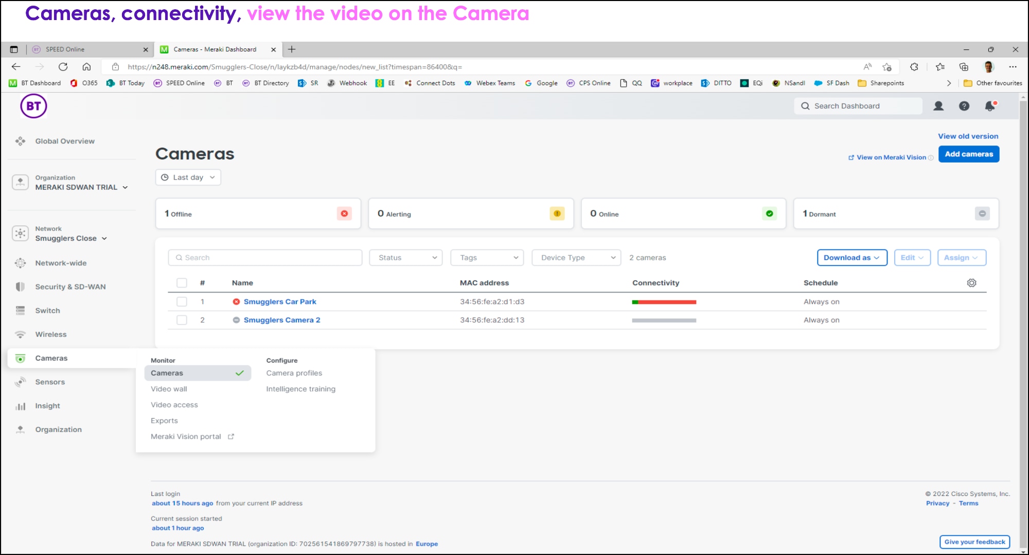 BT Meraki SD WAN CCTV Cameras