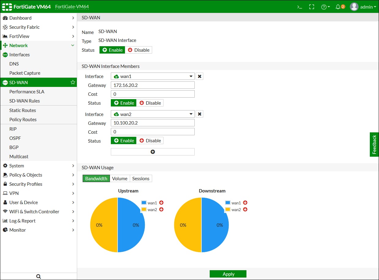 Fortinet SD-WAN Dashboard