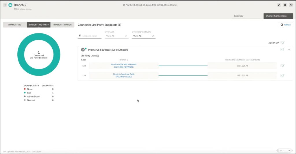 Palo Alto Prisma SD-WAN Link Health